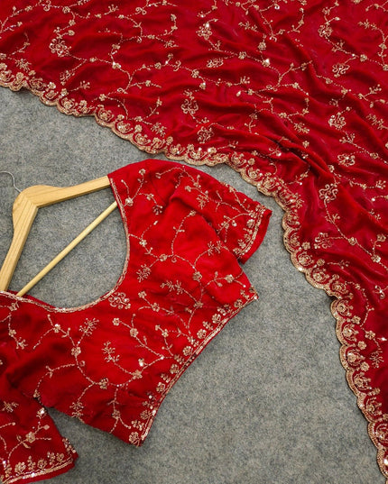 Space Silk Saree with Beads & Cut Dana Work - Rosepetals Luxe
