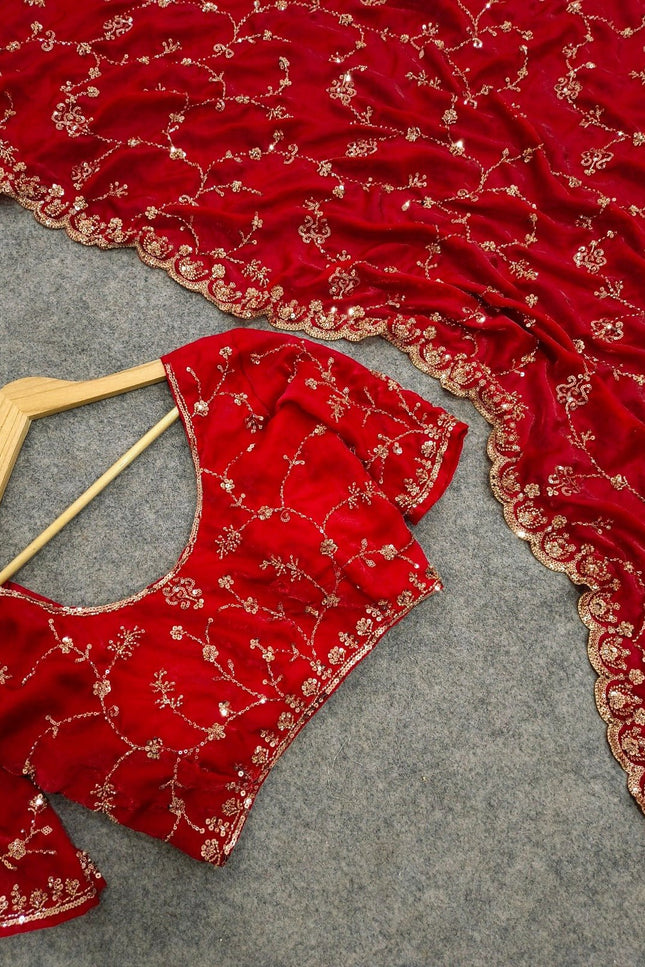 Space Silk Saree with Beads & Cut Dana Work - Rosepetals Luxe