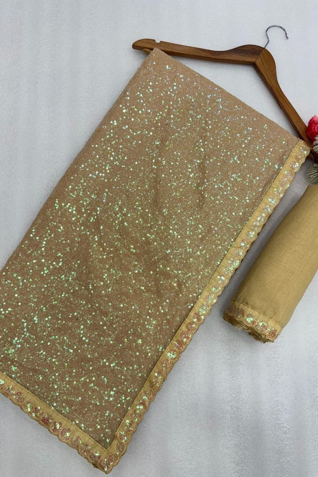 Special Edition Faux Georgette Rainbow Sequins Saree with Plain Silk Blouse - Rosepetals Luxe