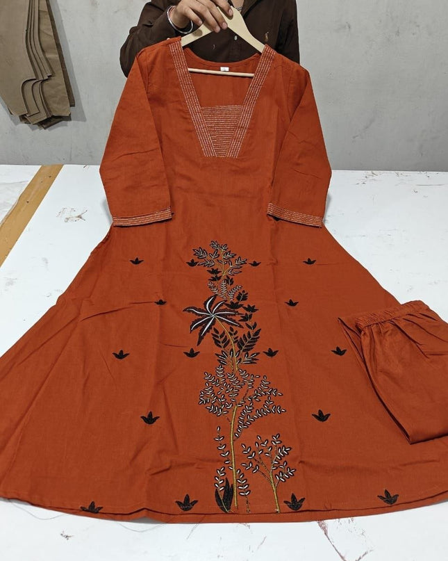Stylish Cotton Kurti and Pants Set | Perfect for Casual and Semi - Formal Occasions - Rosepetals Luxe