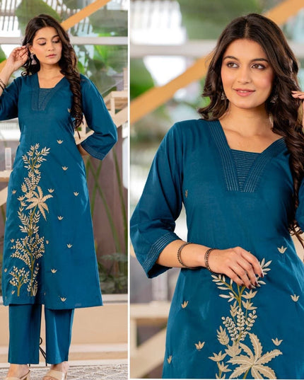 Stylish Cotton Kurti and Pants Set | Perfect for Casual and Semi - Formal Occasions - Rosepetals Luxe
