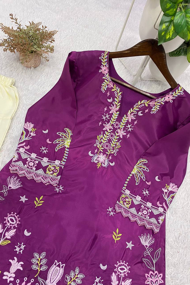 Summer Special Embroidered French Crepe Top Co - ord Set - Rosepetals Luxe