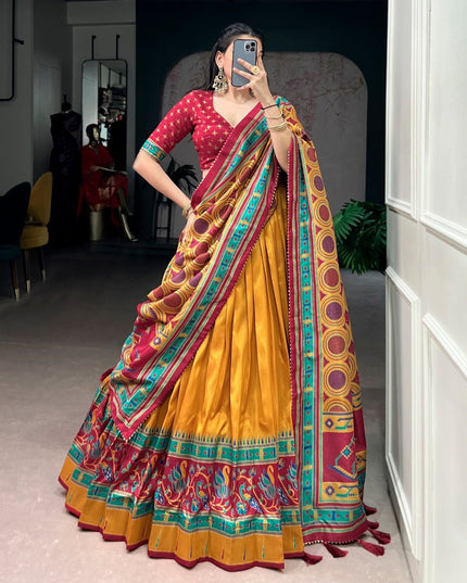 Tasar Silk Semi - Stitched Lehenga | Perfect For Party Wear and Festive Occasions - Rosepetals Luxe