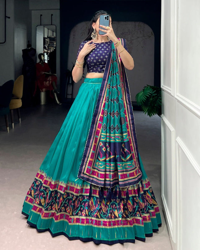 Tasar Silk Semi - Stitched Lehenga | Perfect For Party Wear and Festive Occasions - Rosepetals Luxe