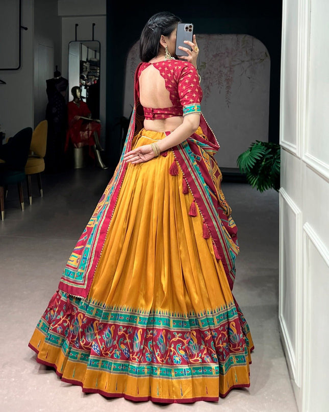 Tasar Silk Semi - Stitched Lehenga | Perfect For Party Wear and Festive Occasions - Rosepetals Luxe