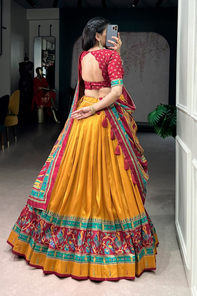Tasar Silk Semi - Stitched Lehenga | Perfect For Party Wear and Festive Occasions - Rosepetals Luxe