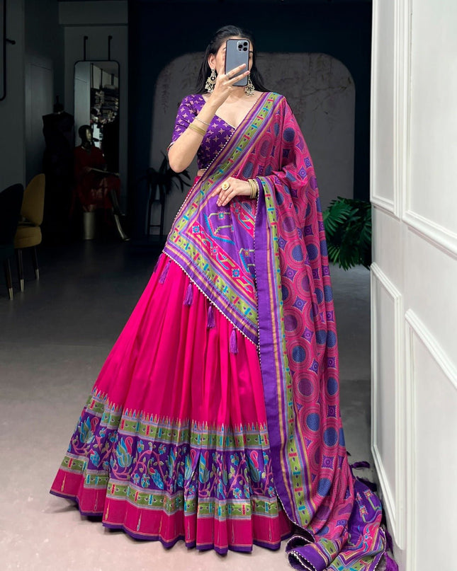 Tasar Silk Semi - Stitched Lehenga | Perfect For Party Wear and Festive Occasions - Rosepetals Luxe
