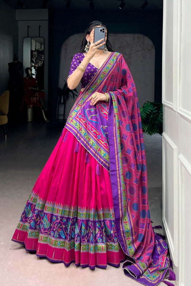 Tasar Silk Semi - Stitched Lehenga | Perfect For Party Wear and Festive Occasions - Rosepetals Luxe