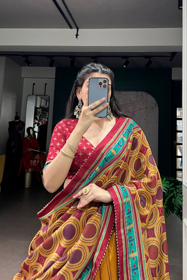 Tasar Silk Semi - Stitched Lehenga | Perfect For Party Wear and Festive Occasions - Rosepetals Luxe