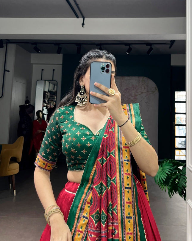 Tasar Silk Semi - Stitched Lehenga | Perfect For Party Wear and Festive Occasions - Rosepetals Luxe