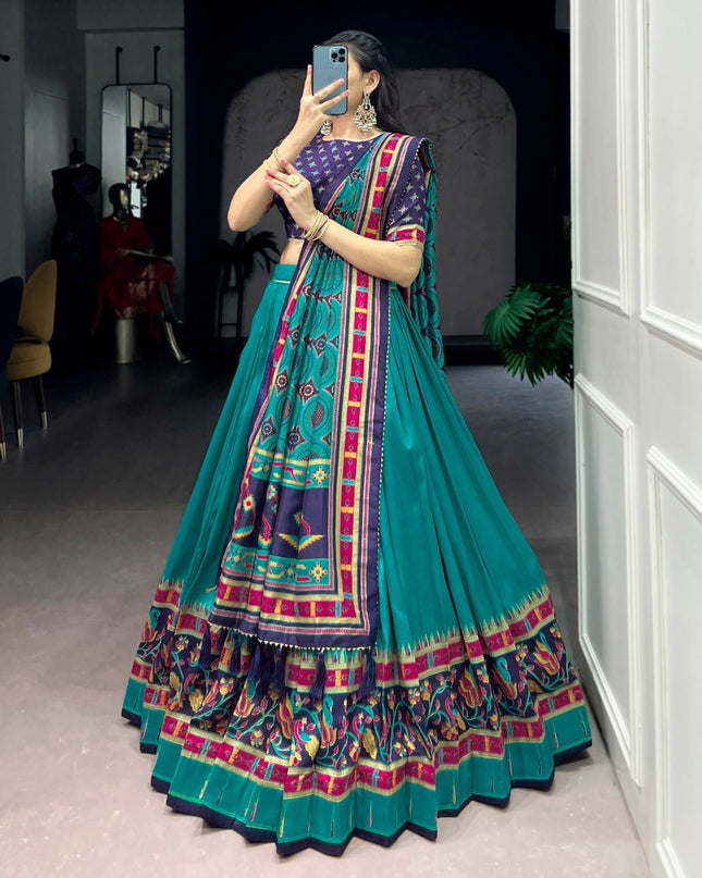 Tasar Silk Semi - Stitched Lehenga | Perfect For Party Wear and Festive Occasions - Rosepetals Luxe