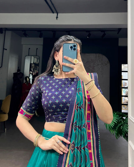 Tasar Silk Semi - Stitched Lehenga | Perfect For Party Wear and Festive Occasions - Rosepetals Luxe