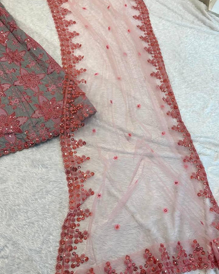 Thai Silk Lehenga Choli Set | Sequins, Dori & Thread Embroidery | Unstitched Blouse - Rosepetals Luxe