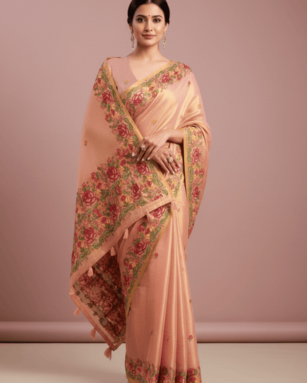 Tissue Silk Festive Saree - Rosepetals Luxe