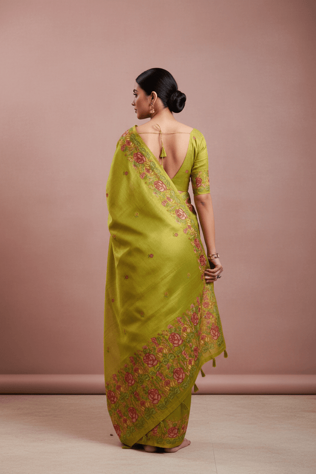 Tissue Silk Festive Saree - Rosepetals Luxe