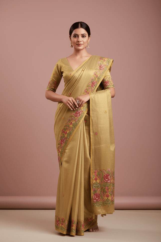 Tissue Silk Festive Saree - Rosepetals Luxe