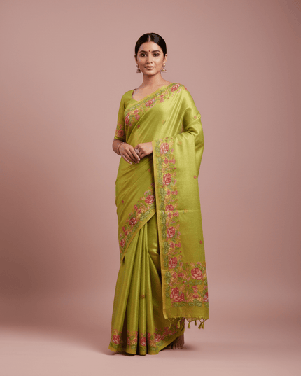 Tissue Silk Festive Saree - Rosepetals Luxe