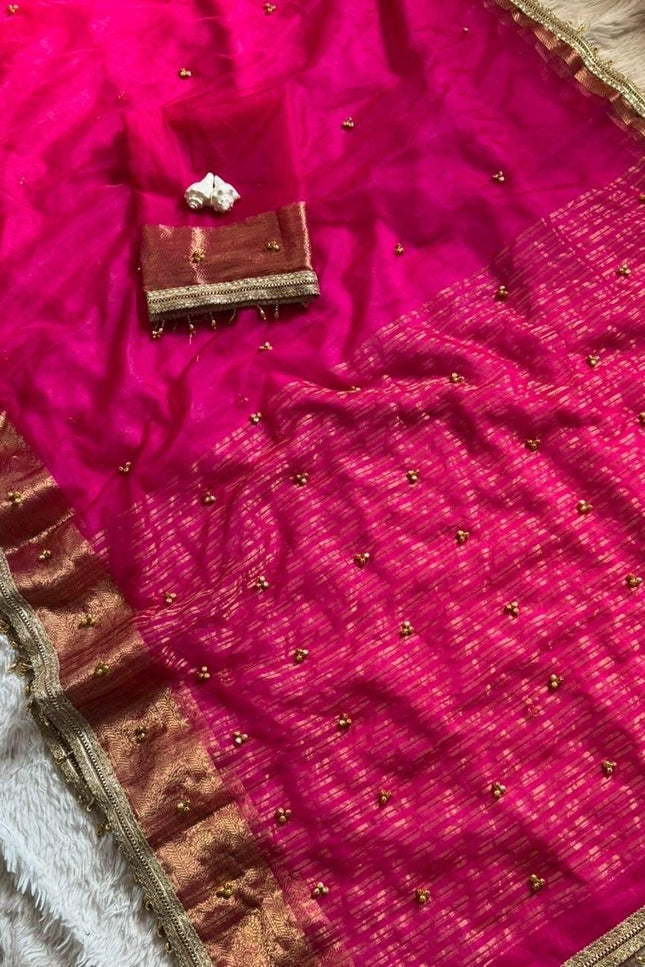 Tissue Silk Ghungroo Saree with Blouse - Rosepetals Luxe