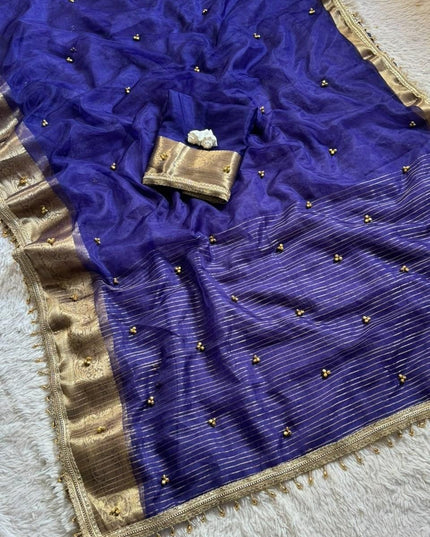 Tissue Silk Ghungroo Saree with Blouse - Rosepetals Luxe