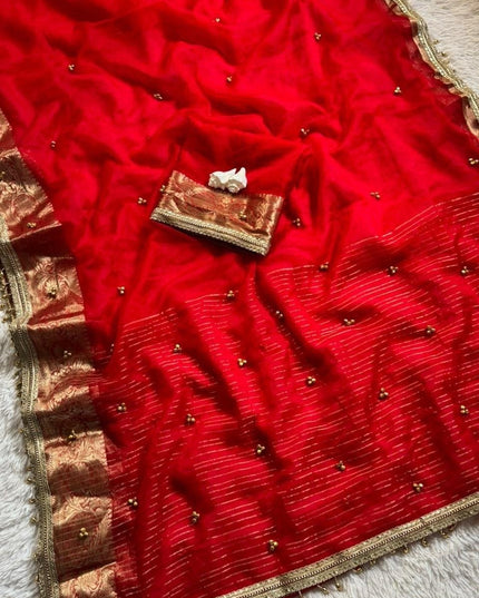 Tissue Silk Ghungroo Saree with Blouse - Rosepetals Luxe