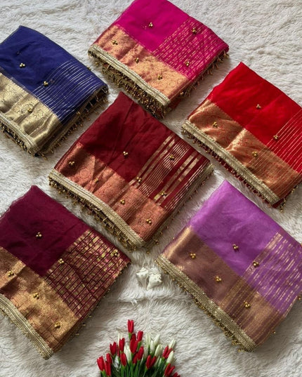 Tissue Silk Ghungroo Saree with Blouse - Rosepetals Luxe