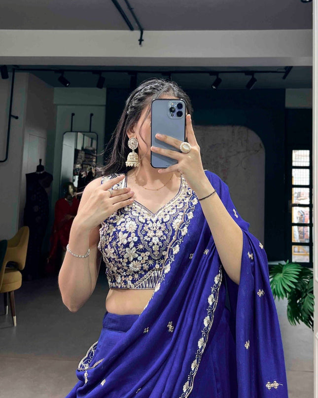 Traditional Kashmiri Stitched Lehenga with Tube Beads & Thread Embroidery Work | Perfect Traditional Wear - Rosepetals Luxe