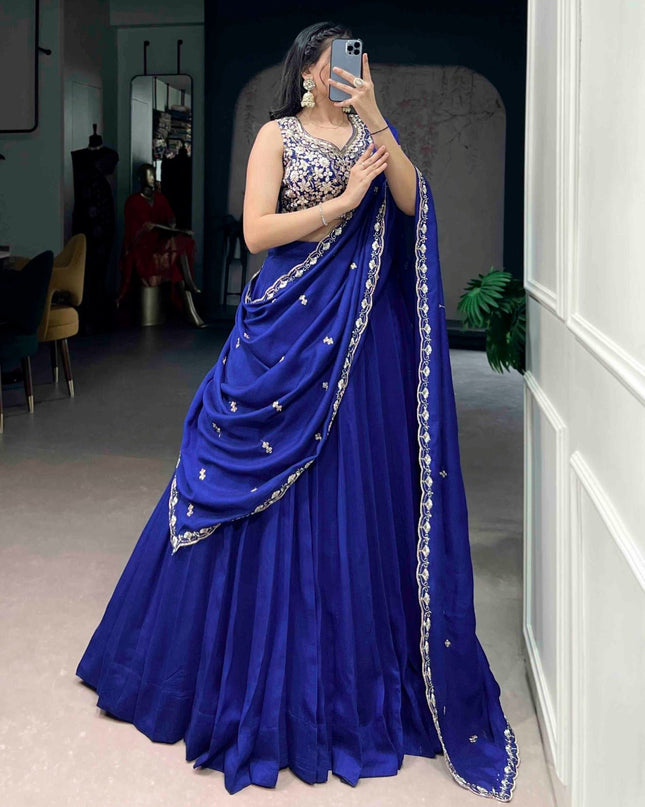 Traditional Kashmiri Stitched Lehenga with Tube Beads & Thread Embroidery Work | Perfect Traditional Wear - Rosepetals Luxe