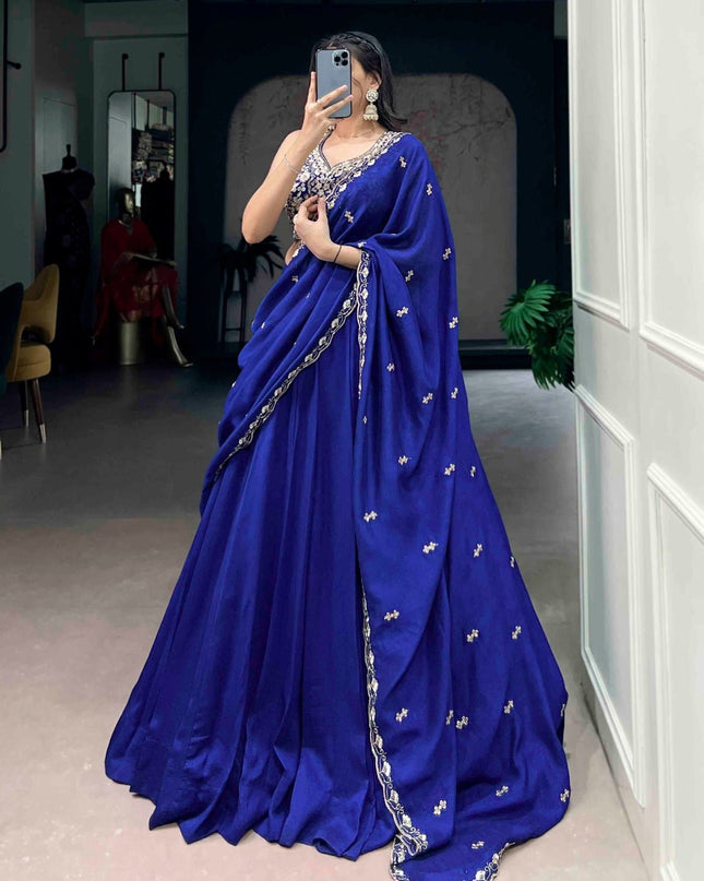 Traditional Kashmiri Stitched Lehenga with Tube Beads & Thread Embroidery Work | Perfect Traditional Wear - Rosepetals Luxe