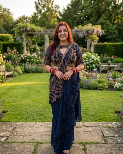 Trending Dhoti Style Saree | Star Georgette Silk with Heavy Embroidery & Sequence Work - Rosepetals Luxe