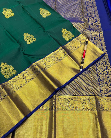 Trending Kanchipuram Pure Silk Saree with Fancy Butta Work | Silk Mark Certified - Rosepetals Luxe