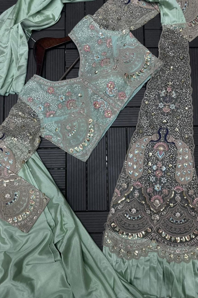 Trending Ready - to - Wear Crepe Saree with Sequins Embroidery & Designer Blouse - Rosepetals Luxe