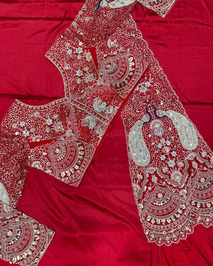 Trending Ready - to - Wear Crepe Saree with Sequins Embroidery & Designer Blouse - Rosepetals Luxe