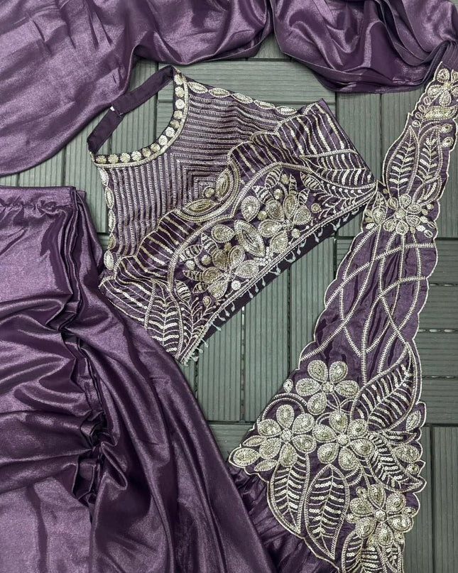 Trending Ready - to - Wear Star Georgette Saree with Sequins Embroidery Blouse - Rosepetals Luxe