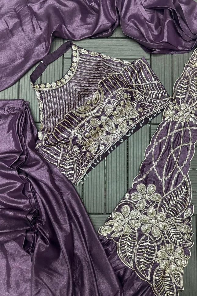 Trending Ready - to - Wear Star Georgette Saree with Sequins Embroidery Blouse - Rosepetals Luxe