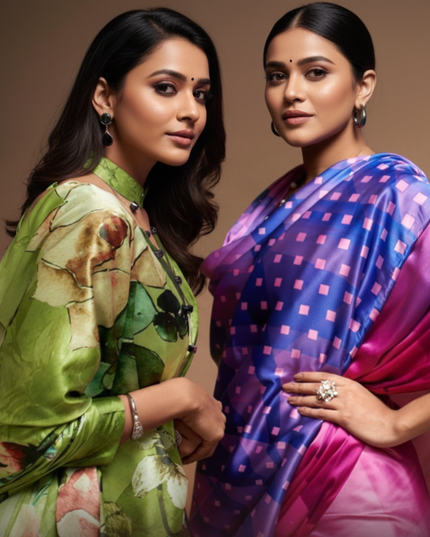 Bollywood Satin Crepe Silk Set | 6 Colors Available | Perfect Partywear Saree - Rosepetals Luxe