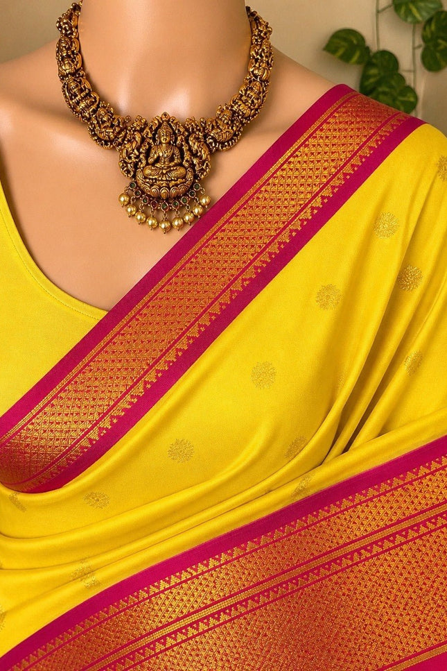 Two Tone Kalyani Border Silk Cotton Saree with Contrast Blouse Piece - Rosepetals Luxe