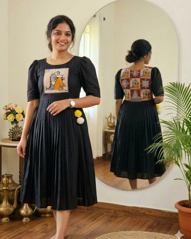 Vichitra Silk Maggam Hand Work Gown | Festive & Wedding Wear - Rosepetals Luxe