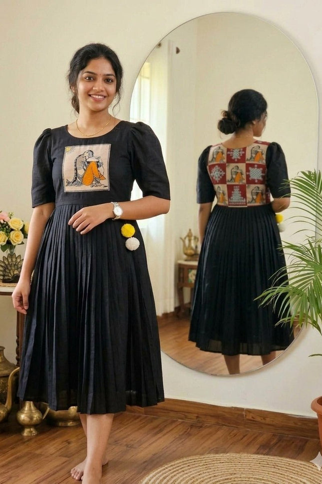 Vichitra Silk Maggam Hand Work Gown | Festive & Wedding Wear - Rosepetals Luxe