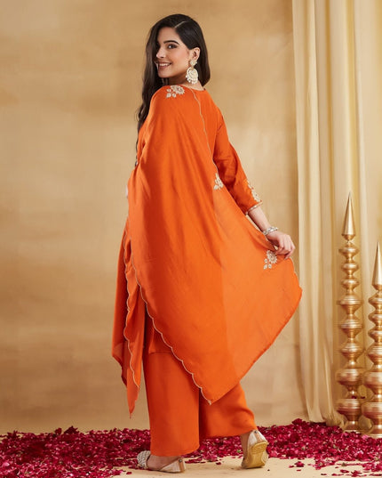 Vichitra Silk Top, Bottom & Dupatta Set - Rosepetals Luxe