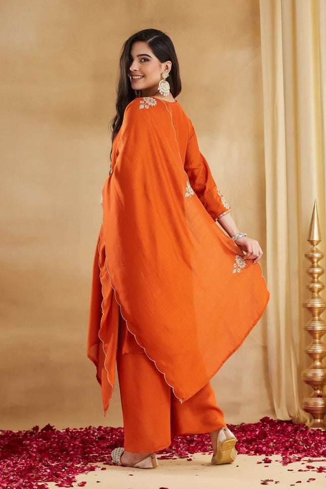 Vichitra Silk Top, Bottom & Dupatta Set - Rosepetals Luxe