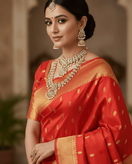 Wedding & Festive Saree | Kanchipuram Pure Silk Fancy Butta | Silk Mark Certified - Rosepetals Luxe