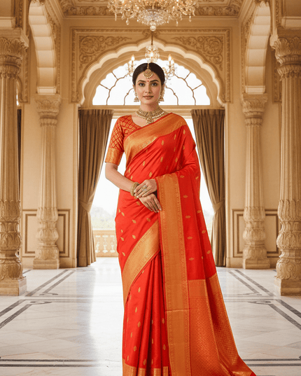 Wedding & Festive Saree | Kanchipuram Pure Silk Fancy Butta | Silk Mark Certified - Rosepetals Luxe