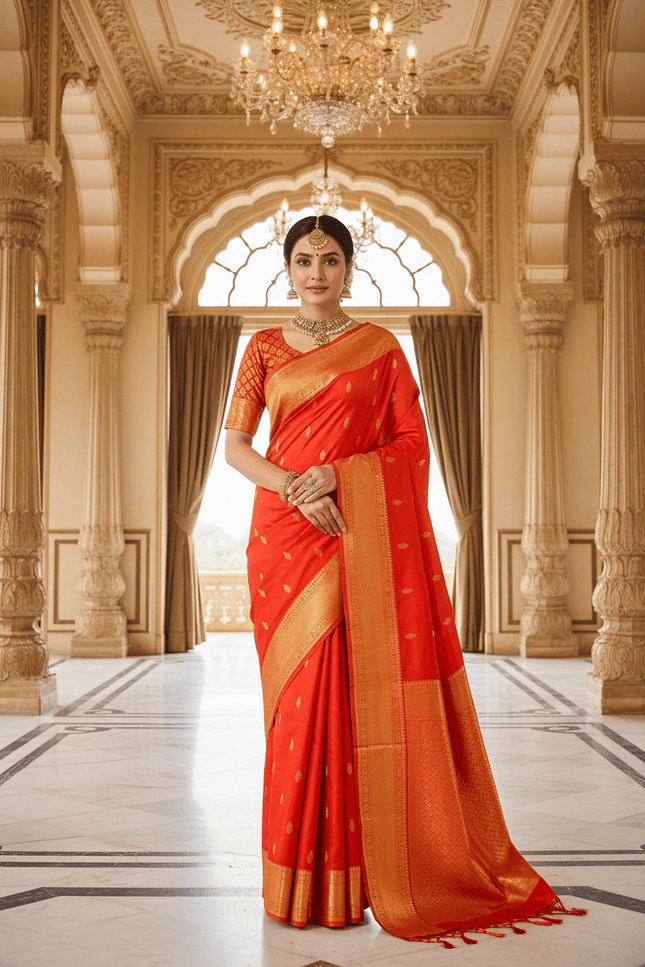 Wedding & Festive Saree | Kanchipuram Pure Silk Fancy Butta | Silk Mark Certified - Rosepetals Luxe