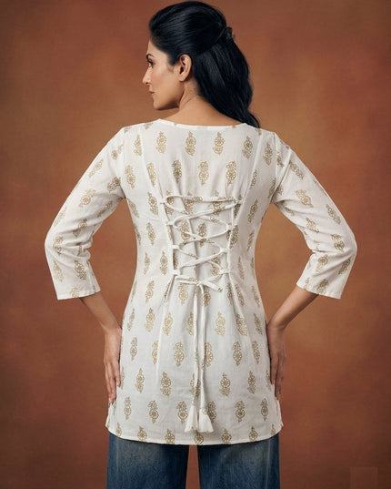 Woman Rayon Foil Printed Fancy Tunic Top | Your Go - To Everyday Outfit - Rosepetals Luxe