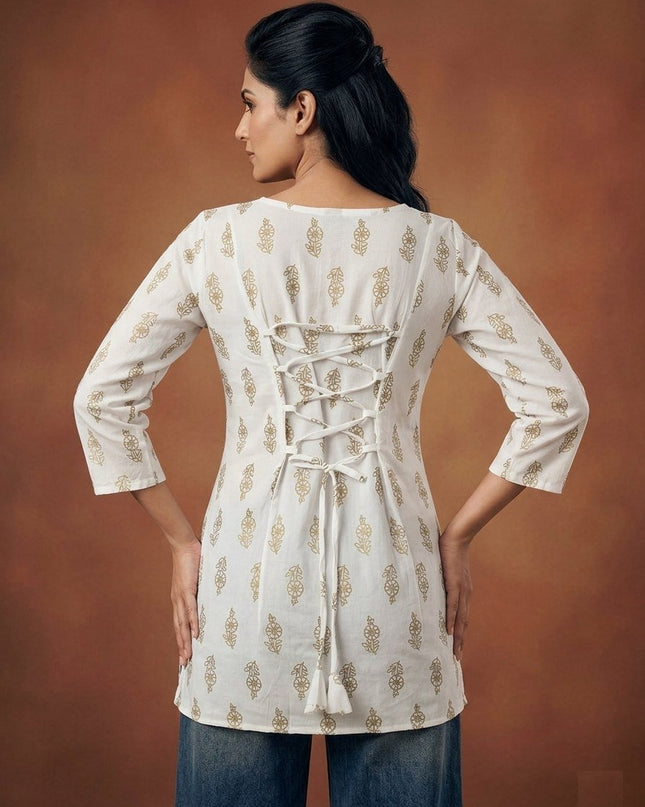 Woman Rayon Foil Printed Fancy Tunic Top | Your Go - To Everyday Outfit - Rosepetals Luxe