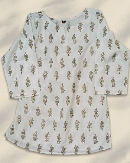 Woman Rayon Foil Printed Fancy Tunic Top | Your Go - To Everyday Outfit - Rosepetals Luxe