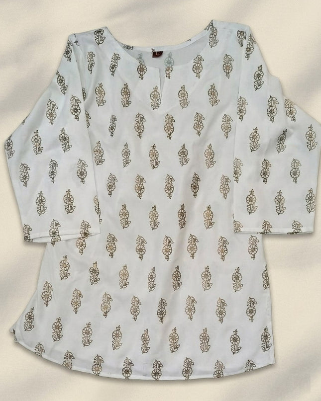 Woman Rayon Foil Printed Fancy Tunic Top | Your Go - To Everyday Outfit - Rosepetals Luxe