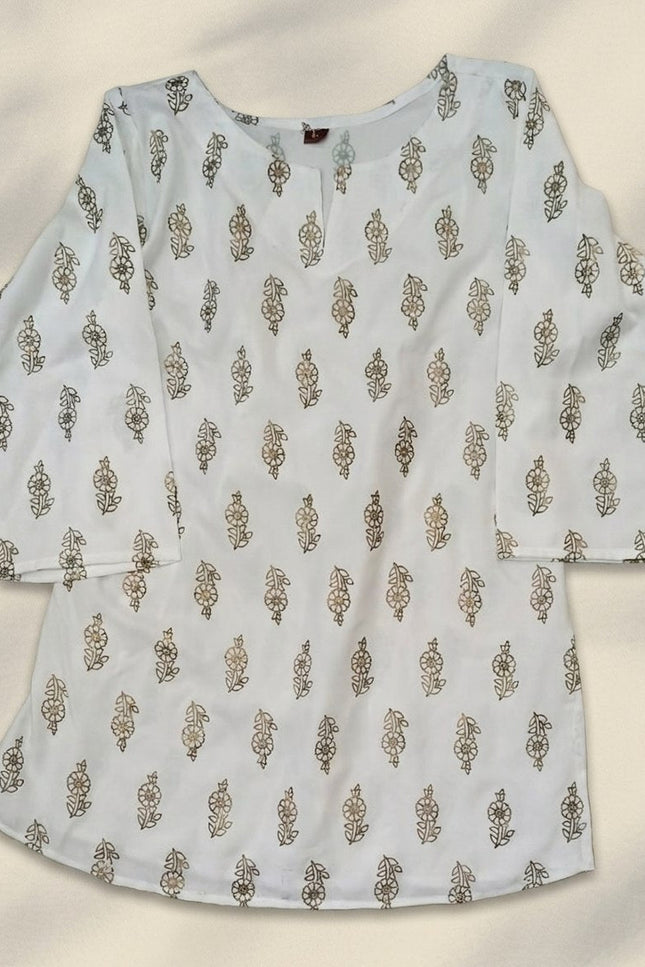 Woman Rayon Foil Printed Fancy Tunic Top | Your Go - To Everyday Outfit - Rosepetals Luxe