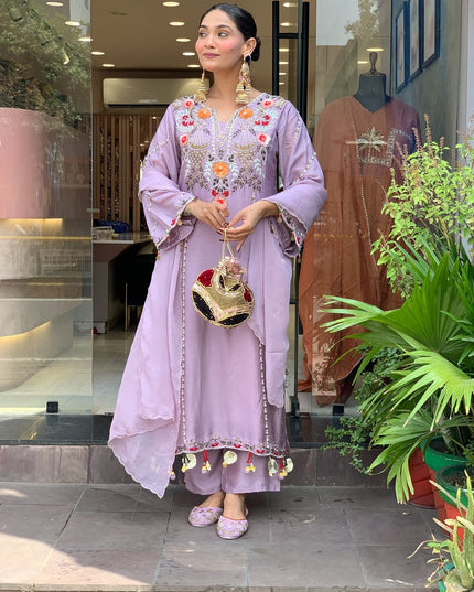 Women’s P.V. Chanderi Kurti Set with Embroidered Dupatta - Rosepetals Luxe