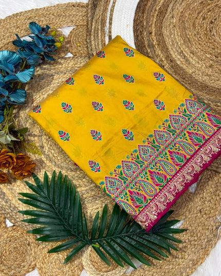 Wool Saree with Contrast Embroidery & Running Blouse - Rosepetals Luxe